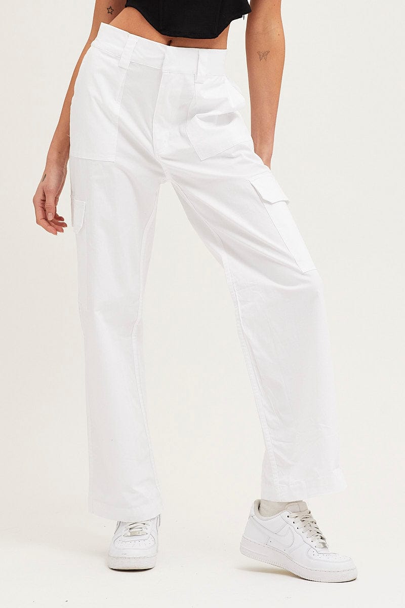 Buy Off White Cargo Chino Joggers With Pleats Online at Bewakoof